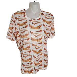 Vtg Nasharr Freres Ltd Womens Top Size Large Double Knit Pheasant Print Novelty